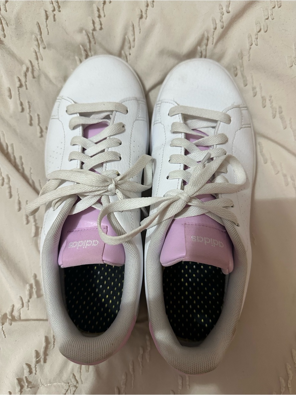 adidas White Sneakers with Light Pink Tongue